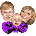 Caricature d'une famille de super-héros à partir d'une photo