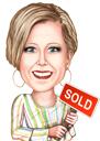 Realtor Cartoon Holding House