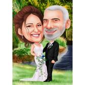 Funny Wedding Couple Exaggerated Cartoon