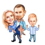 Caricatura di famiglia a figura intera da foto
