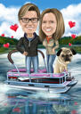 Couple on Sailboat Caricature Portrait