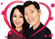 Asian Couple Cartoon Drawing