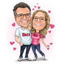 Desenho de caricatura de casal amoroso dele e dela