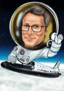 Astronaut Pilot Custom Caricature lentokoneen taustalla