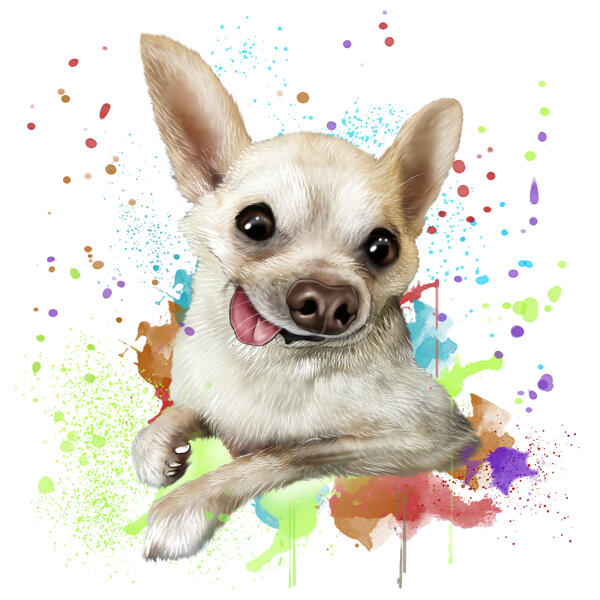 Retrato de cachorro em aquarela do Big Guy Littles World Sanctuary