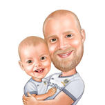 Father with Baby Kid Cartoon Drawing