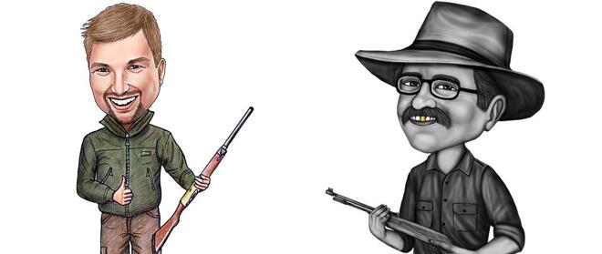  caricaturas de cazadores dibujado a mano de fotos