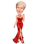 Caricature de la Dame en rouge à partir de photos