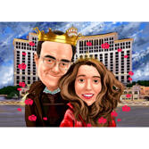 Loving Couple Portrait Caricature from Photos with Any Architecture Background