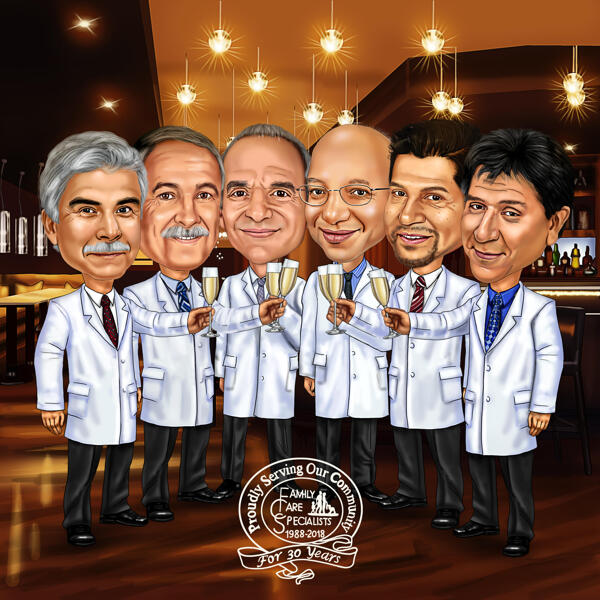 Caricature de dessin animé de groupe de médecins