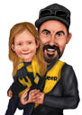 Exaggerated Father and Daughter Caricature