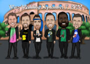 Desenho de Caricatura de Padrinhos com Adereços