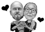 Vecāku pāra karikatūras portrets
