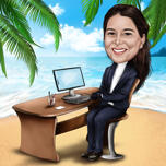 Employee on Vacation Portrait Drawing