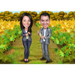 Winemakers Caricature from Photos on Vineyard Background