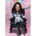 Dame zittend in stoel Karikatuur cadeau van foto's voor Vrouwendag