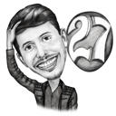 Birthday Gift Caricature for 25th Anniversary from Photos in Black and White Digital Style