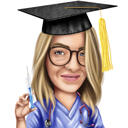 Girl Graduate Caricature with Balloons