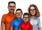 Group Portrait Painting in Color Digital Style Drawn by Artists from Your Photos