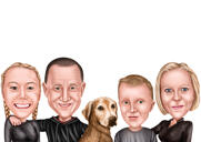 Familie met Labrador Portret Tekening