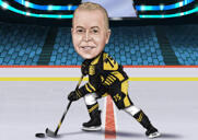 Caricature exagérée d’un joueur de hockey