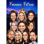 Custom Farewell Team Cartoon Portrait