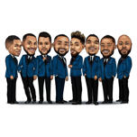 Caricatura de padrinos de boda con esmoquin