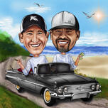 Retrato de dibujos animados de amistad digital personalizado