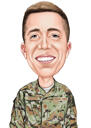 Krāsaina karikatūra armijas apģērbā militārai dāvanai