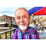 Custom Person Colored Caricature with Any City, Town or Village Background