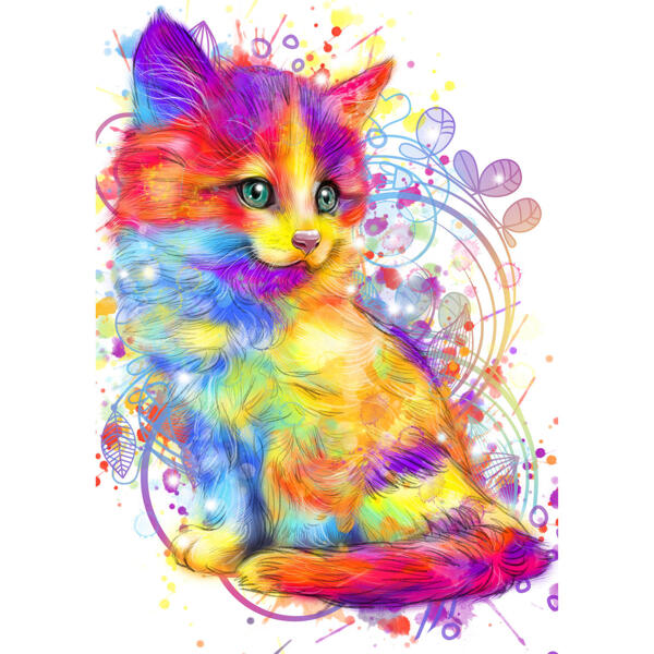 Portret Kitty Stil acuarelă din fotografii