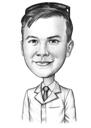 Nurse Caricature in Black and White Style