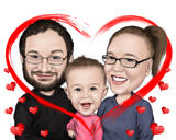 Parents with Baby Cartoon Caricature in Color Style from Photos