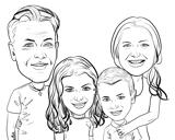 Line Exaggerated Family Caricature