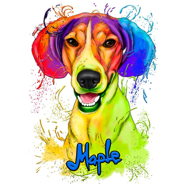 Dessin de dessin animé personnalisé Beagle dans un style aquarelle lumineux à partir de photos