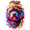 Beautiful Head and Shoulders Bolognese Dog Artist's Impression Portrait from Photos