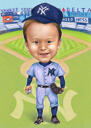 Baseball Caricature with Single Color Background