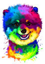 Rainbow Spitz Watercolor Portrait