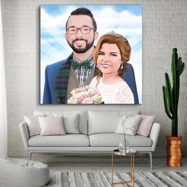 Presente personalizado com impressão em tela de retrato de casamento