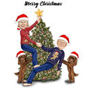 Family with Christmas Tree Caricature