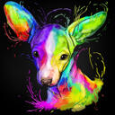 Retrato de perro arcoiris sobre fondo negro