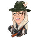 Portrait de dessin animé de chasseur à partir d'une photo