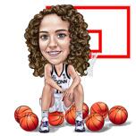 Caricature de joueur de basket-ball féminin