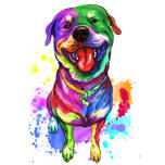 Cartoonportret van een Rottweiler in aquarelstijl