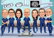 Caricature du groupe de médecins du corps entier