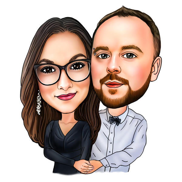 Karikatura páru z fotografie