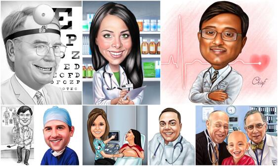 Benutzerdefinierte Arztkarikatur vom Foto