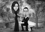 Couple with Chihuahua Caricature