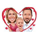 Par med baby tegneseriekarikatur
