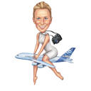 Карикатура человека в самолете с фотографий для подарка